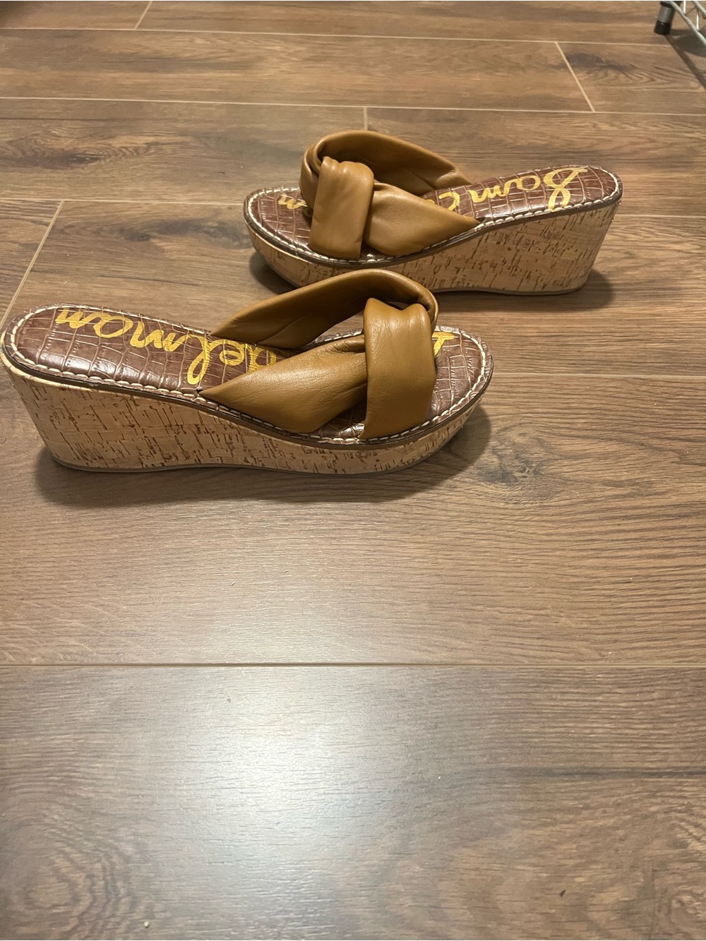 Sam Edelman Knotted Wedge Slide in Camel
